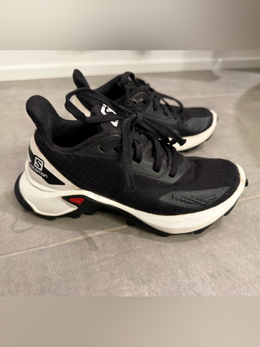 Salomon Alphacross Kids Trail Running Shoes Black White Size 13
